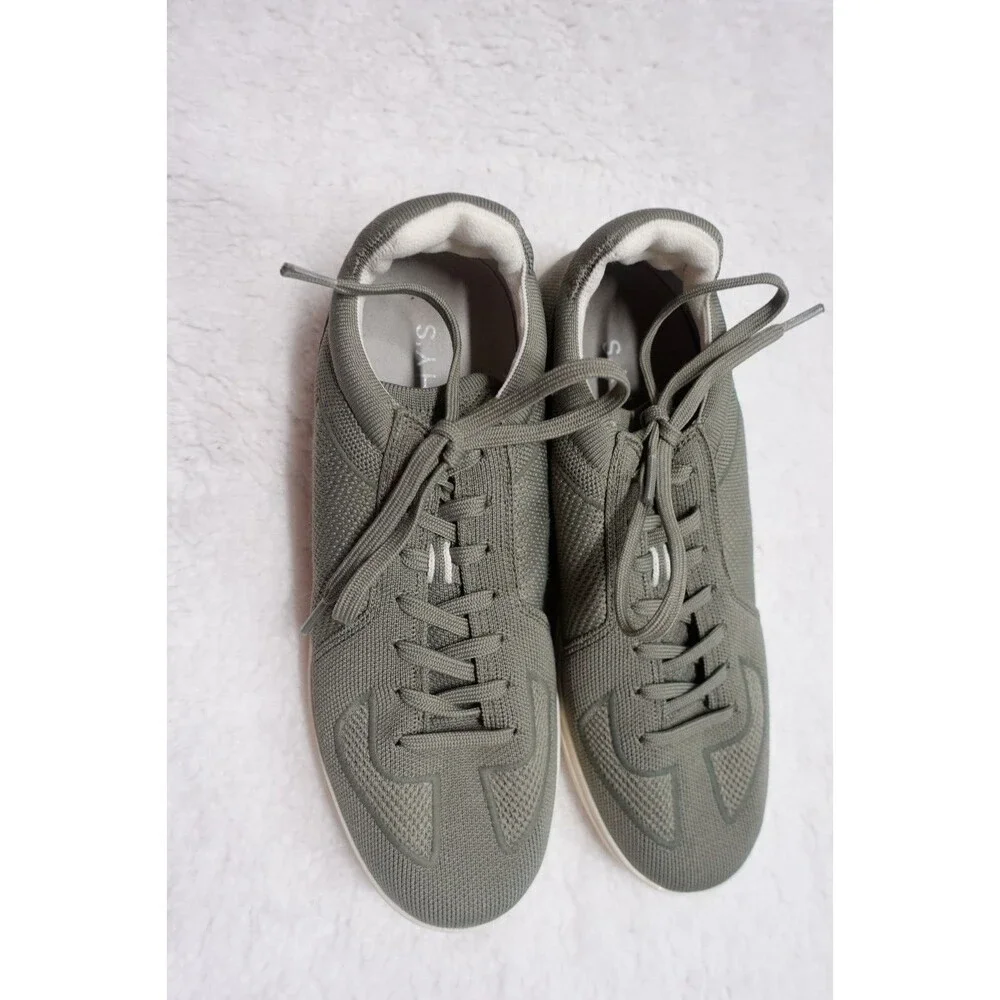 Rothy's Mens Size 9 Olive Green Cotton Casual Knit Low Top Lace Up Sneaker Shoes
